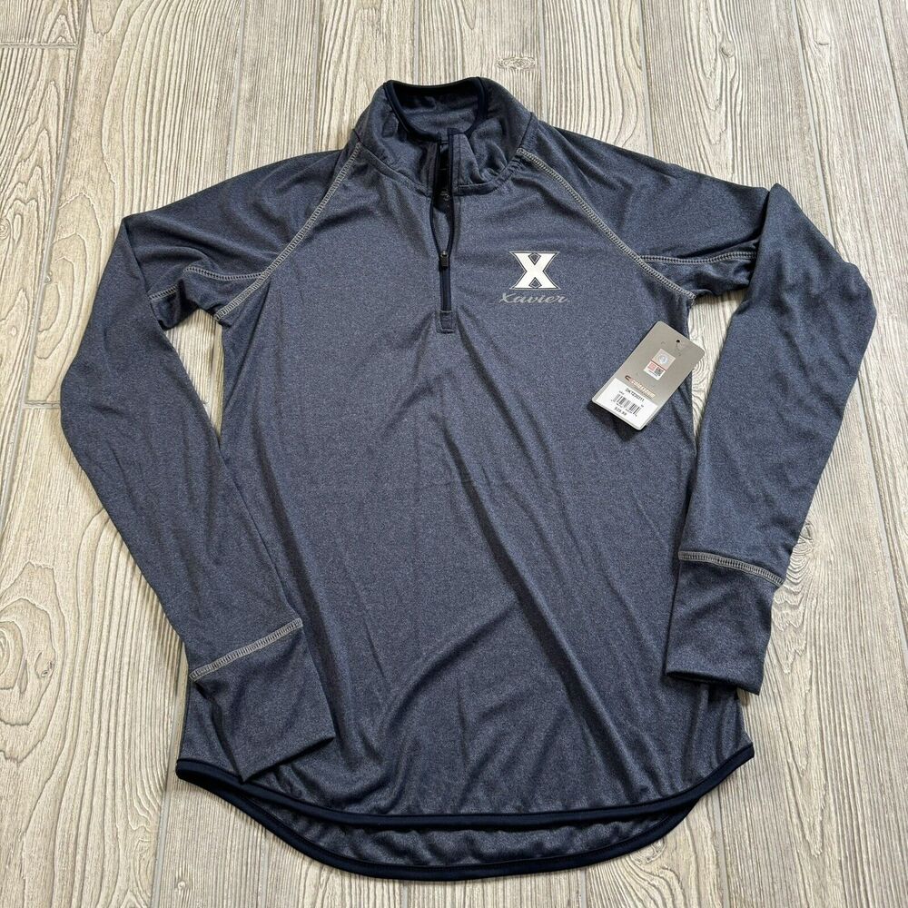 Colosseum Xavier Musketeers Logo 1/4 Zip Pullover Women’s M Gray Lightweight New
